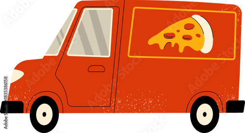 Pizza Van Vector Illustration
