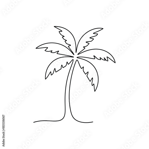 Palm tree minimalist continuous line drawing vector illustration