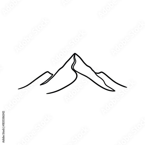Mountain peak minimalist continuous line landscape vector illustration