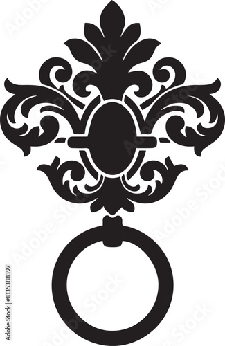 Ornate Black Door Knocker With Ring vintage antique