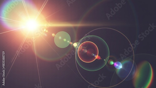 Wallpaper Mural Abstract Sunlight Flare with Colorful Lens Bokeh Effects on Dark Background Torontodigital.ca