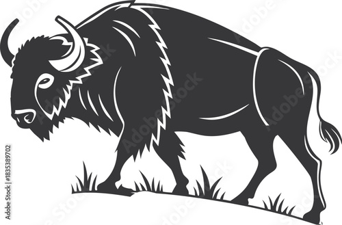 Bison buffalo vector silhouette, bison icon