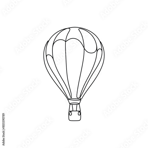 Hot air balloon continuous line flight travel icon vector illusration