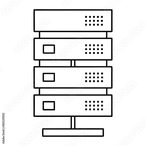 Server Rack Outline Vector Illustration Transparent Background