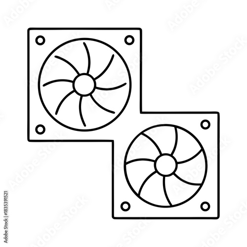 Server Cooling Fan Outline Vector Illustration Transparent Background