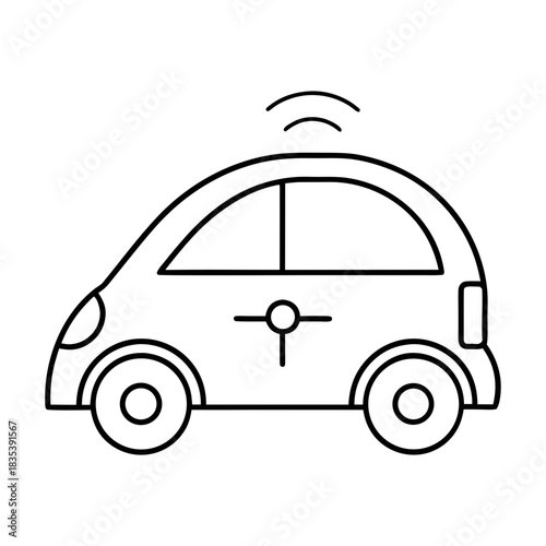 Smart Car Outline Vector Illustration Transparent Background