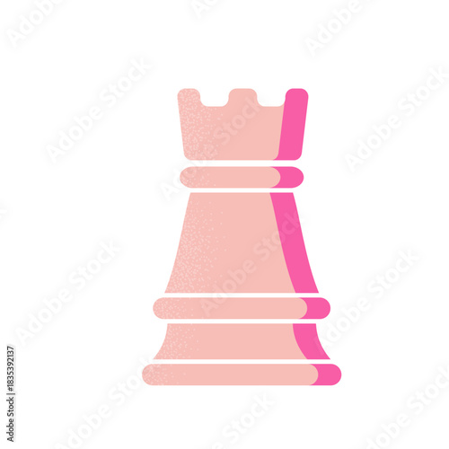 Pink rook semi flat chess piece
