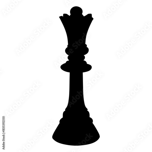 Queen chess piece realistic silhouette