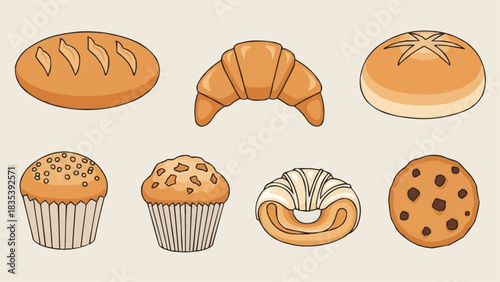 Variety of Pastries and Cookies on a Light Background