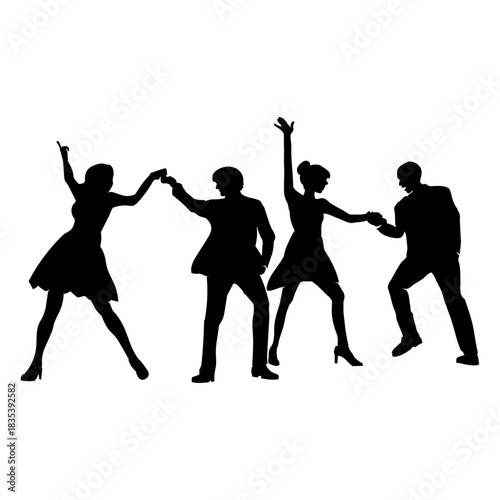 Wedding guests dancing silhouette