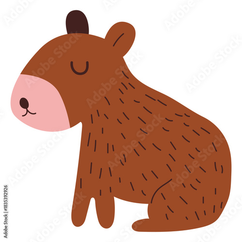 Cute capybara semi flat