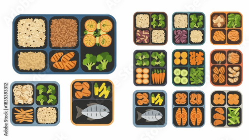 Healthy meal prep containers filled with nutritious food for balanced diet and weight loss