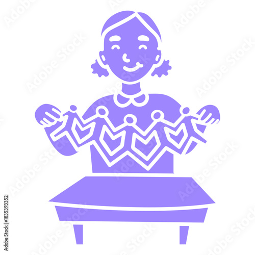 Child girl making crafts