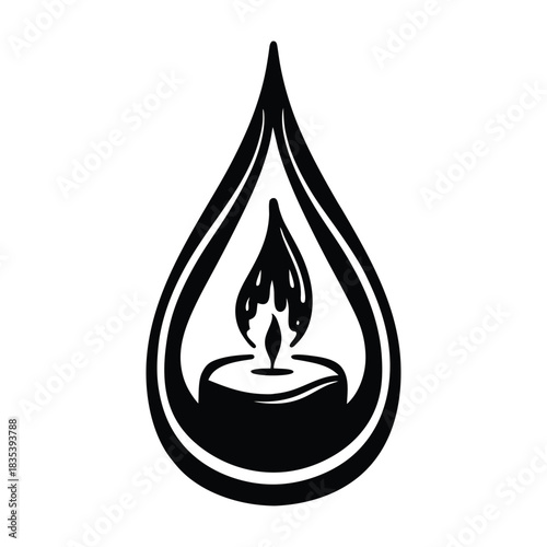 Candle Flame Inside Water Drop Icon