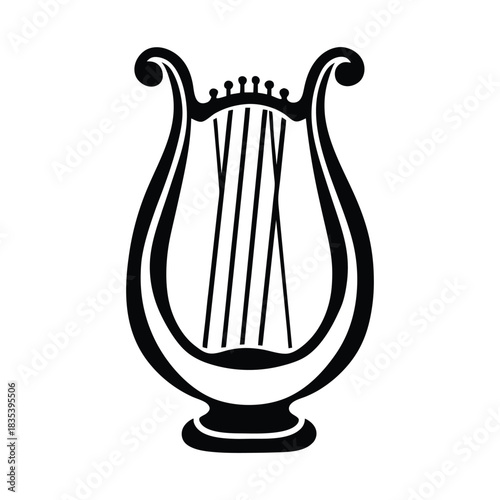 Black and White Lyre Vector Illustration