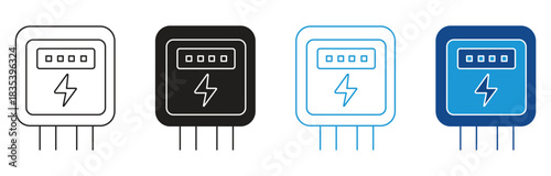 Energy Meter Icon Set Multiple Style Collection. Vector illustration.