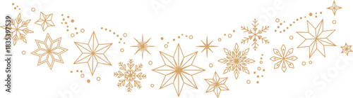Winter celebration design with geometric snowflake in line art. Vector illustration suitable for holiday season background with sparkle design elements and backdrop