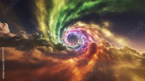 Surreal Sky - A Colorful Vortex of Clouds and Light.