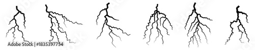 Set of lightning silhouettes