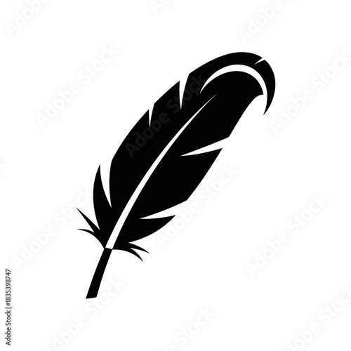 “Feather Icon – Bird Quill Silhouette Vector Illustration”
