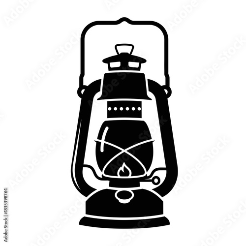 “Vintage Lantern Icon – Kerosene Lamp Silhouette Vector Illustration”

