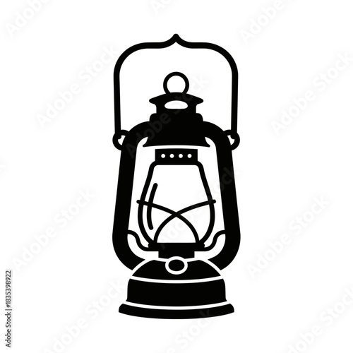 “Vintage Lantern Icon – Kerosene Lamp Silhouette Vector Illustration”
