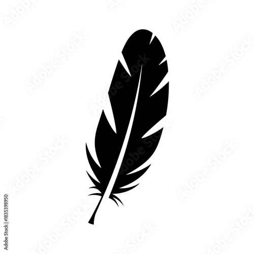 “Feather Icon – Bird Quill Silhouette Vector Illustration”
