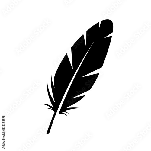 “Feather Icon – Bird Quill Silhouette Vector Illustration”
