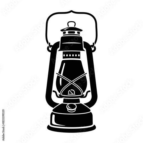 “Traditional Lantern Icon – Vintage Kerosene Lamp Silhouette Vector”
