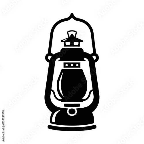 “Traditional Lantern Icon – Vintage Kerosene Lamp Silhouette Vector”
