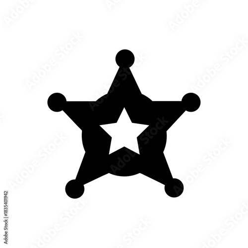Sheriff Star Badge Icon Clean Traditional Police Emblem Protective Line Art Vector illustration
