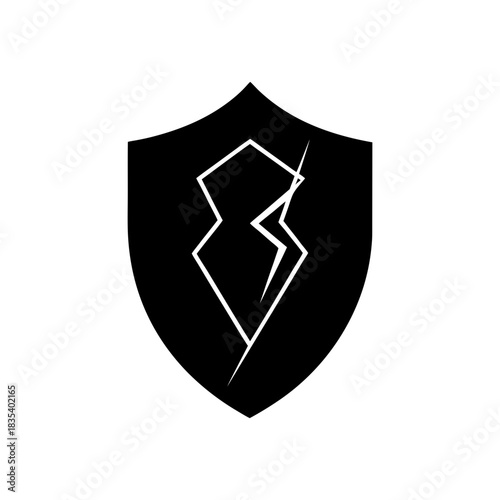 Broken Line Outline Shield Icon Contemporary Defense Symbol Stylish Clean Line Art Vector illustration