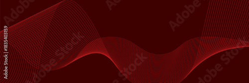 Abstract background with lines and waves. Medium banner size. Element for design. Vector background for brochure, booklet, flyer, poster. Red gradient. Love, Valentine's Day. eps10