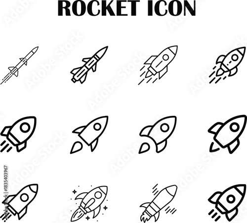 Rocket icon vector symbolizing launch, startup growth, innovation, and fast progress—perfect for technology, business, and creative project interface