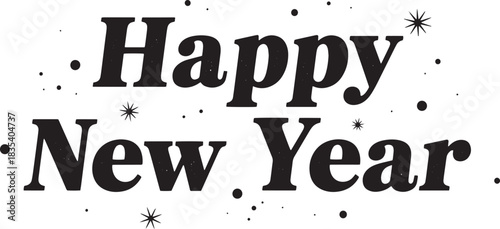 A black and white image of a starry night sky with a crescent moon and stars.