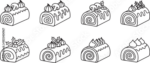 Christmas-themed cakes with holly leaves and berries on top.