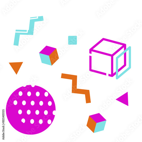 Colorful geometrical shapes doodles