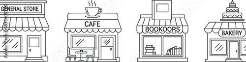 General store cafe bookstore bakery shops storefronts business retail line