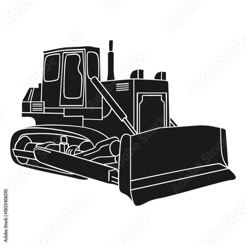 Detailed Bulldozer Silhouette