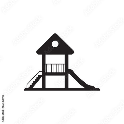 Playground Icon Silhouette Illustration. Children Vector Graphic Pictogram Symbol Clip Art. Doodle Sketch Black Sign.