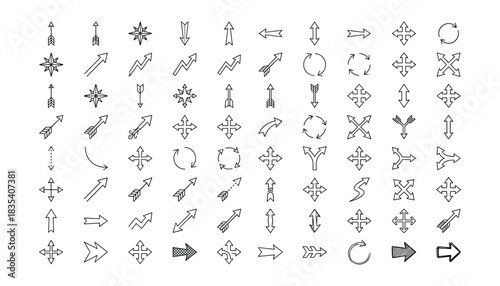 Collection of Elegant Arrow Vector Design Elements with Precise Detailing