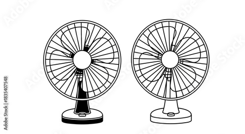 Minimalist illustration of two sets of fan silhouettes, Symbolizing airy minimalist, flat vector design.