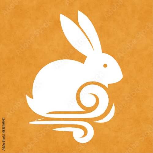 Cute cartoon vector illustration of a happy Easter bunny animal with long ears and an egg