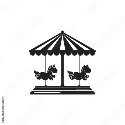 Merry go round horse ride icon. Simple illustration of merry go round horse ride icon flat style sign vector