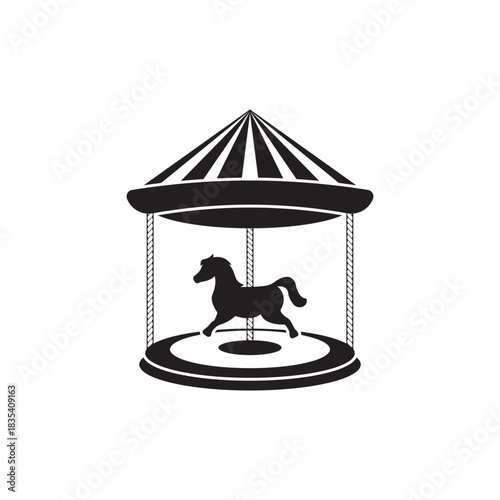 Merry go round horse ride icon. Simple illustration of merry go round horse ride icon flat style sign vector
