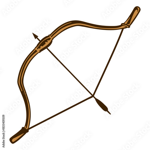 Brown bow and arrow pointing up