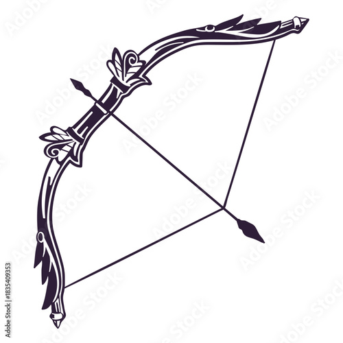 Archery bow and arrow pointing up