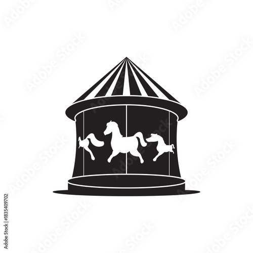 Merry go round horse ride icon. Simple illustration of merry go round horse ride icon flat style sign vector