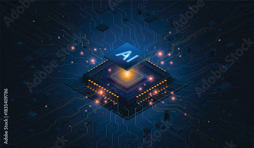 AI Processor: Digital Brain Core and High-Speed Global Data Network