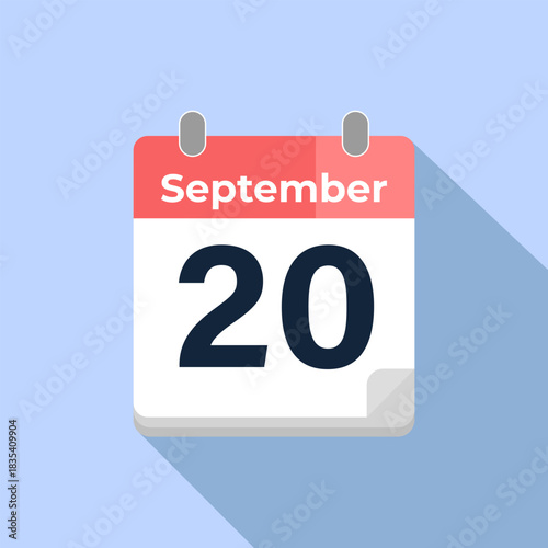September 20 Vector Calendar
Modern flat color vector calendar with date